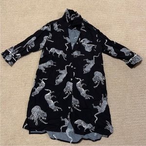 Leopard tiger print long sleeve top shirt dress